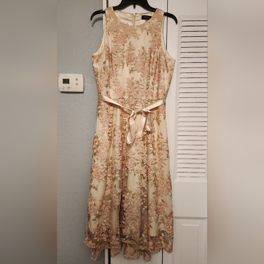 Floral Embroidered Dress with Ribbon